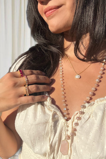 GARBO NECKLACE- ROSE QUARTZ